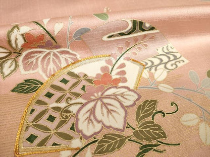 平和屋着物●訪問着　駒刺繍　地紙花籬文　暈し染め　金銀彩　正絹　逸品　AABI8216ck