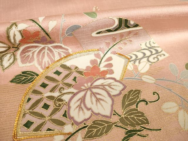 平和屋着物●訪問着　駒刺繍　地紙花籬文　暈し染め　金銀彩　正絹　逸品　AABI8216ck