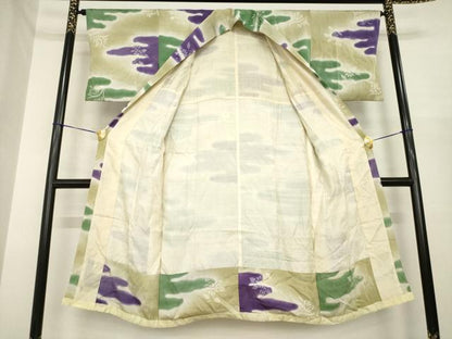 平和屋着物●アンティーク　大正ロマン　長襦袢　袷　エ霞花文　正絹　逸品　AABI8218ck