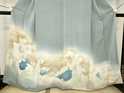 平和屋着物●豪華色留袖　立波文　暈し染め　正絹　逸品　AABI8219ck