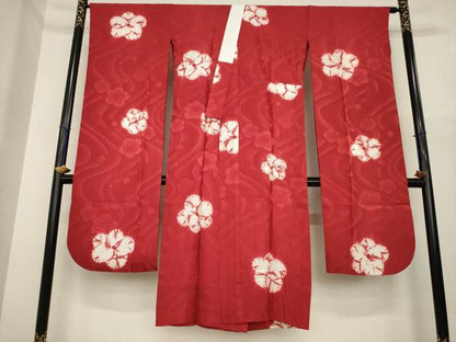 平和屋着物●振袖用長襦袢　無双仕立て　絞り　流水花文　正絹　逸品　AABI8221ck