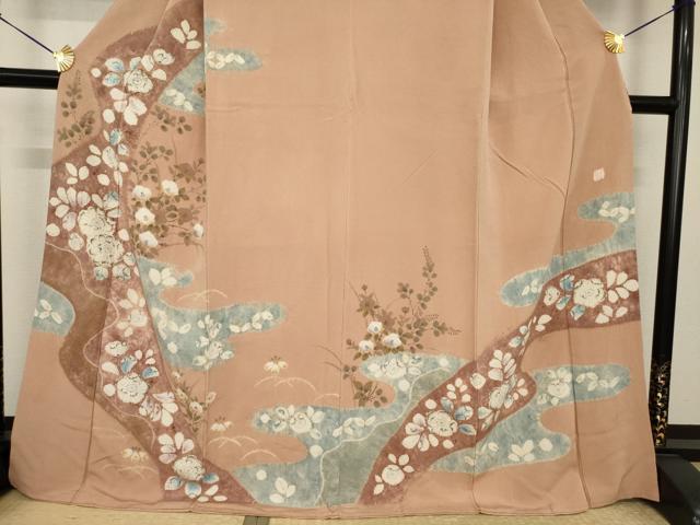 平和屋着物●訪問着　作家物　辻が花　手描き　絞り　エ霞花文　金彩　正絹　逸品　AABI8222ck