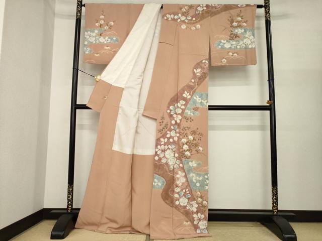 平和屋着物●訪問着　作家物　辻が花　手描き　絞り　エ霞花文　金彩　正絹　逸品　AABI8222ck