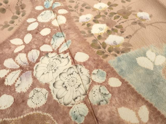 平和屋着物●訪問着　作家物　辻が花　手描き　絞り　エ霞花文　金彩　正絹　逸品　AABI8222ck