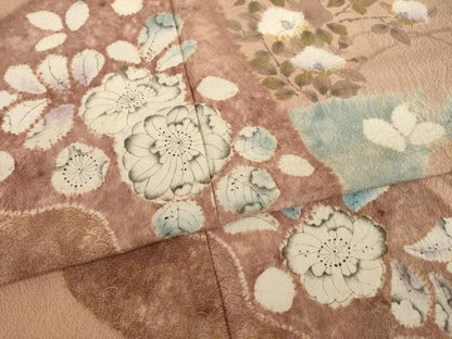 平和屋着物●訪問着　作家物　辻が花　手描き　絞り　エ霞花文　金彩　正絹　逸品　AABI8222ck