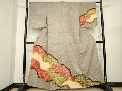 平和屋着物●訪問着　総絞り　道長吉祥花文　正絹　逸品　AABI8225ck