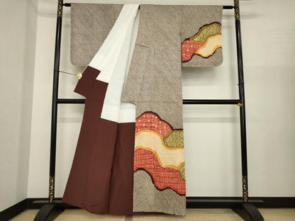 平和屋着物●訪問着　総絞り　道長吉祥花文　正絹　逸品　AABI8225ck