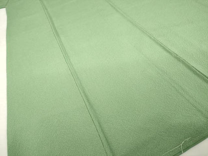平和屋着物●上質な色無地　鬱金染　老竹色　ロング丈　正絹　逸品　未使用　AABI8226ck