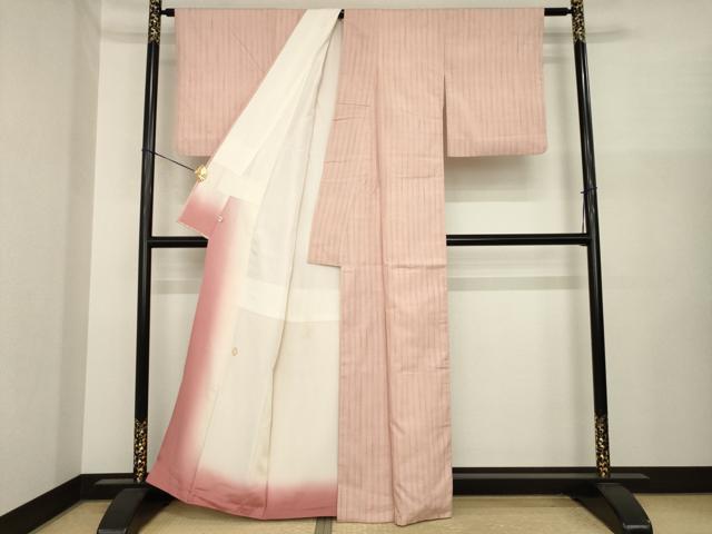 平和屋着物●上質な紬　よろけ縞　大丸扱い　正絹　逸品　AABI8227ck