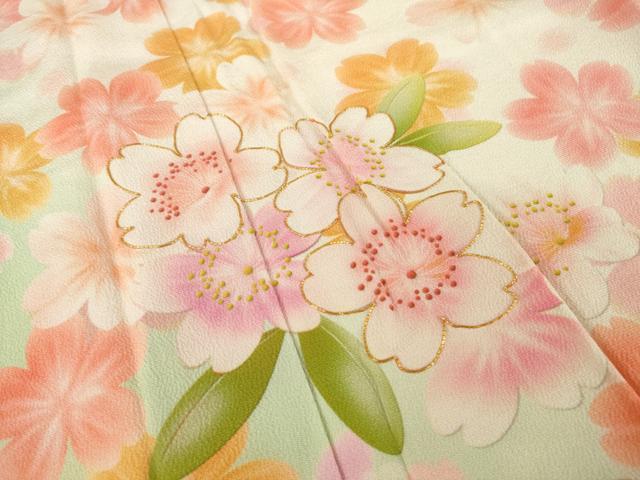 平和屋着物●豪華振袖　駒刺繍　舞桜　暈し染め　正絹　逸品　AABI8229ck