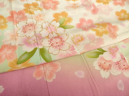 平和屋着物●豪華振袖　駒刺繍　舞桜　暈し染め　正絹　逸品　AABI8229ck