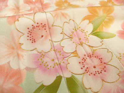 平和屋着物●豪華振袖　駒刺繍　舞桜　暈し染め　正絹　逸品　AABI8229ck
