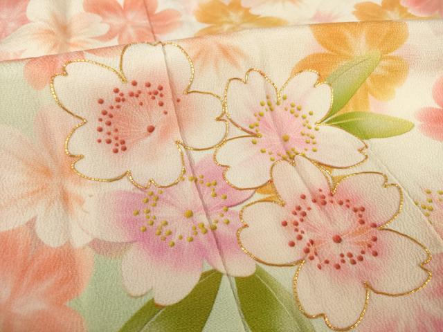 平和屋着物●豪華振袖　駒刺繍　舞桜　暈し染め　正絹　逸品　AABI8229ck