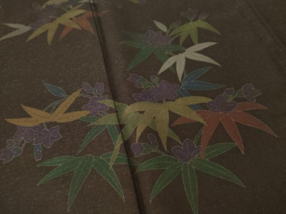 平和屋着物●訪問着　紗　草花文　金彩　金通し地　正絹　逸品　AABI8230ck