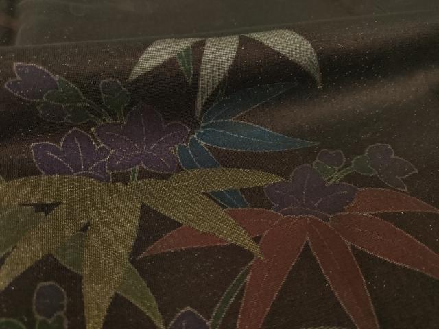 平和屋着物●訪問着　紗　草花文　金彩　金通し地　正絹　逸品　AABI8230ck