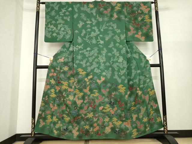 平和屋着物●訪問着　刺繍　草花文　暈し染め　金彩　ますいわ屋扱い　正絹　逸品　AABI8231ck
