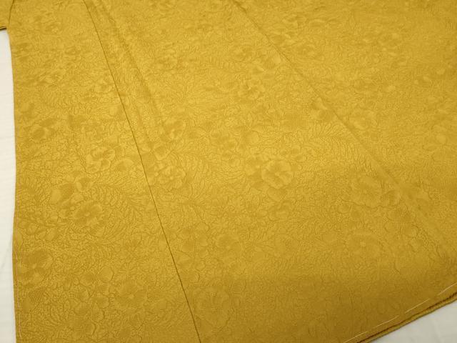 平和屋着物●上質な色無地　辻が花地紋　山吹茶色　正絹　逸品　未使用　AABI8234ck