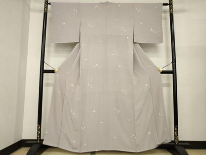 平和屋着物●上質な小紋　友禅　舞花文　正絹　逸品　未使用　AABI8235ck