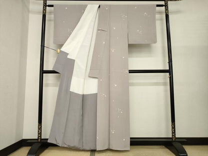 平和屋着物●上質な小紋　友禅　舞花文　正絹　逸品　未使用　AABI8235ck