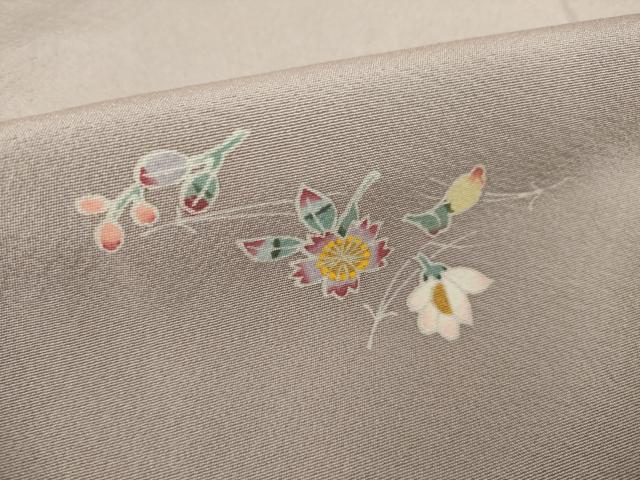 平和屋着物●上質な小紋　友禅　舞花文　正絹　逸品　未使用　AABI8235ck