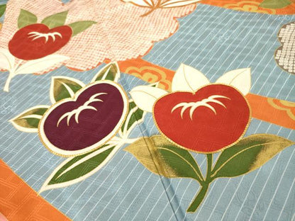 平和屋着物●十日町老舗ブランド　吉澤友禅　吾妻徳穂　振袖　駒刺繍　橘文　金彩　正絹　逸品　AABI8236ck