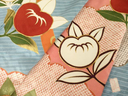 平和屋着物●十日町老舗ブランド　吉澤友禅　吾妻徳穂　振袖　駒刺繍　橘文　金彩　正絹　逸品　AABI8236ck