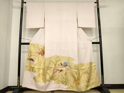 平和屋着物●豪華色留袖　刺繍　鴛鴦文　摺り剥がし　金彩　正絹　逸品　AABI8237ck