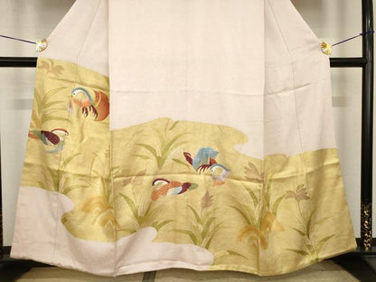 平和屋着物●豪華色留袖　刺繍　鴛鴦文　摺り剥がし　金彩　正絹　逸品　AABI8237ck