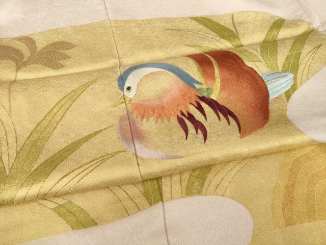平和屋着物●豪華色留袖　刺繍　鴛鴦文　摺り剥がし　金彩　正絹　逸品　AABI8237ck
