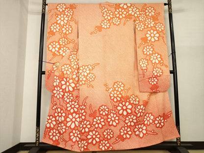 平和屋着物●豪華振袖　総絞り　枝花文　正絹　逸品　AABI8239ck