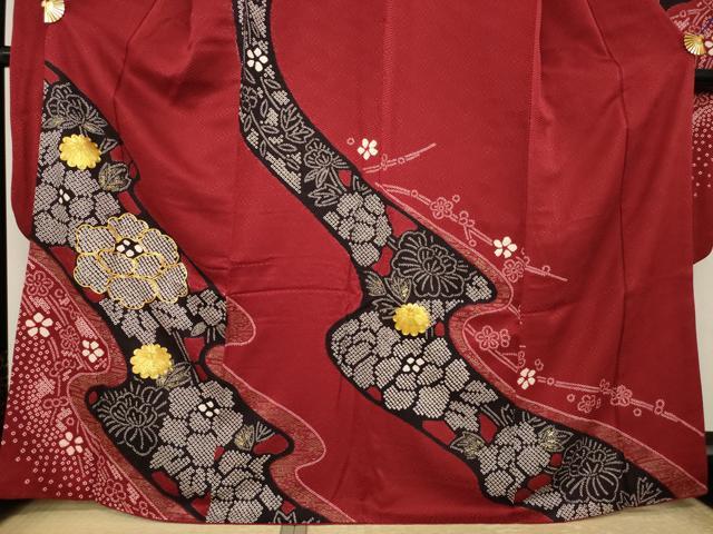 平和屋着物●豪華振袖　駒刺繍　絞り　流水花文　金彩　やまと誂製　正絹　逸品　AABI8240ck