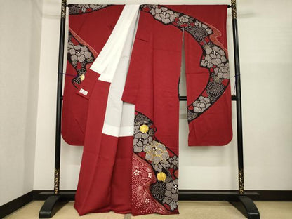 平和屋着物●豪華振袖　駒刺繍　絞り　流水花文　金彩　やまと誂製　正絹　逸品　AABI8240ck