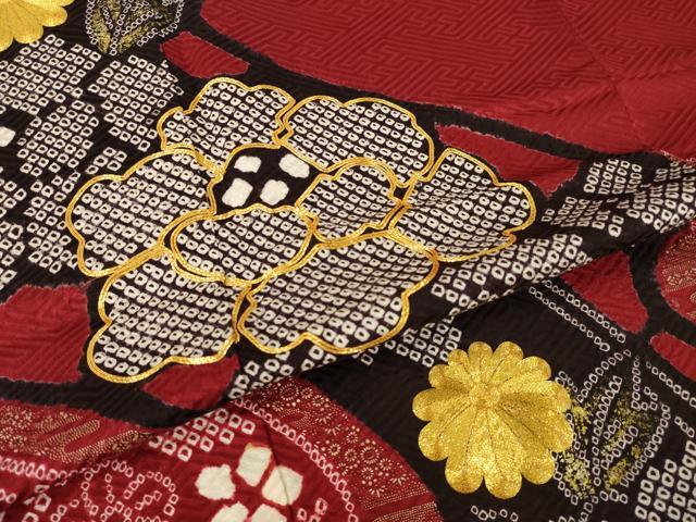 平和屋着物●豪華振袖　駒刺繍　絞り　流水花文　金彩　やまと誂製　正絹　逸品　AABI8240ck