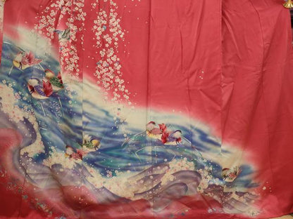 平和屋着物■豪華振袖　駒刺繍　鴛鴦花文　暈し染め　金銀彩　正絹　逸品　AABI8241st