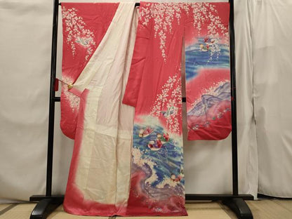 平和屋着物■豪華振袖　駒刺繍　鴛鴦花文　暈し染め　金銀彩　正絹　逸品　AABI8241st