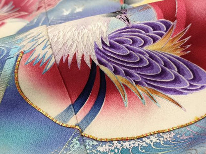 平和屋着物■豪華振袖　駒刺繍　鴛鴦花文　暈し染め　金銀彩　正絹　逸品　AABI8241st