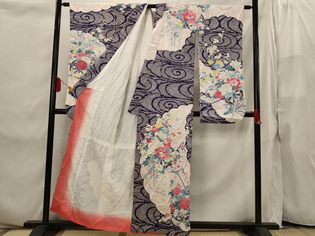 豪華振袖　駒刺繍　花車文　金彩　三越扱い　逸品　着物　正絹 平和屋着物□豪華振袖 駒刺繍 花鼓文 金彩 正絹 逸品 CABC5831xi