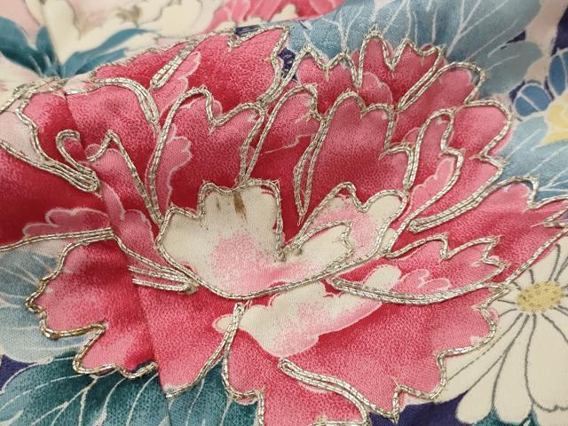 平和屋着物■豪華振袖 駒刺繍 花車文 正絹 逸品 AABI8244st