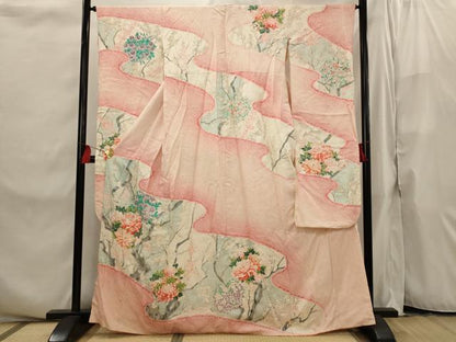 平和屋着物■豪華振袖 絞り 草花文 暈し染め 金彩 正絹 逸品 AABI8246st