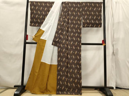 平和屋着物■小紋　絣柄　洗える着物　未使用　AABI8248st