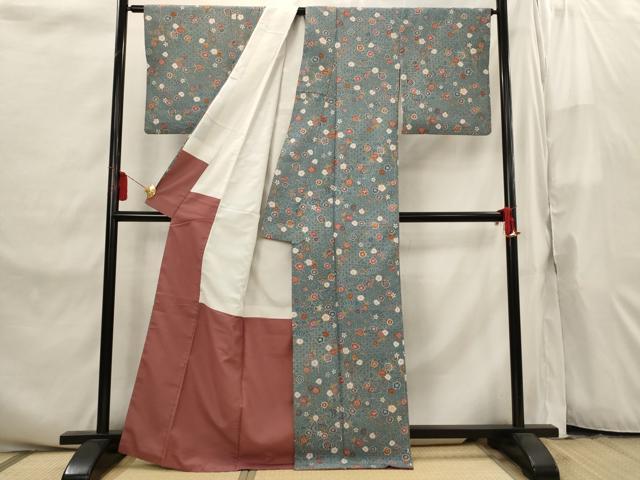 平和屋着物□小紋 草花文 洗える着物 AABI8250st