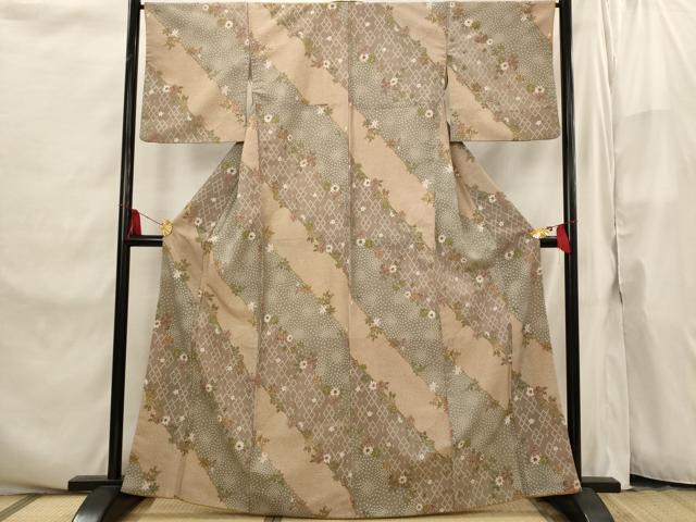 平和屋着物■小紋　草花文　洗える着物　AABI8252st