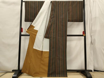 平和屋着物■小紋 間道 洗える着物 AABI8256st