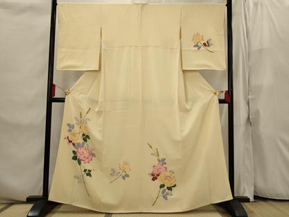 平和屋着物■訪問着　友禅　草花文　正絹　逸品　AABI8259st