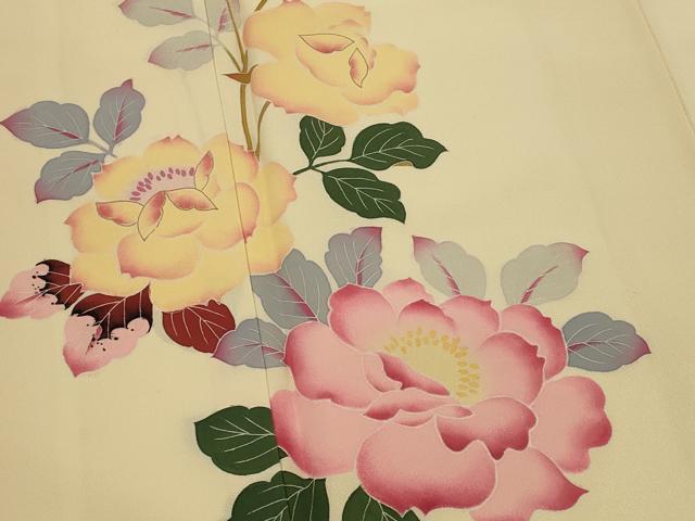平和屋着物○訪問着 手描き 草花文 正絹 逸品 CAAL0900vf 平和屋着物□