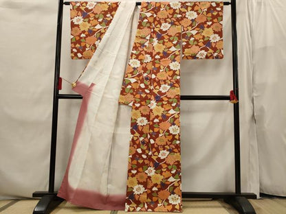 平和屋着物■小紋　枝花文　洗える着物　AABI8265st