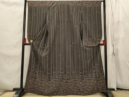 平和屋着物■小振袖　二尺袖　笹竹文　洗える着物　未使用　AABI8268st