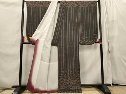 平和屋着物■小振袖　二尺袖　笹竹文　洗える着物　未使用　AABI8268st
