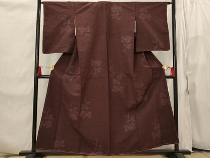 平和屋着物■上質な紬 草花文 正絹 逸品 AABI8271st
