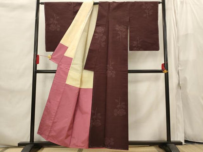 平和屋着物■上質な紬 草花文 正絹 逸品 AABI8271st